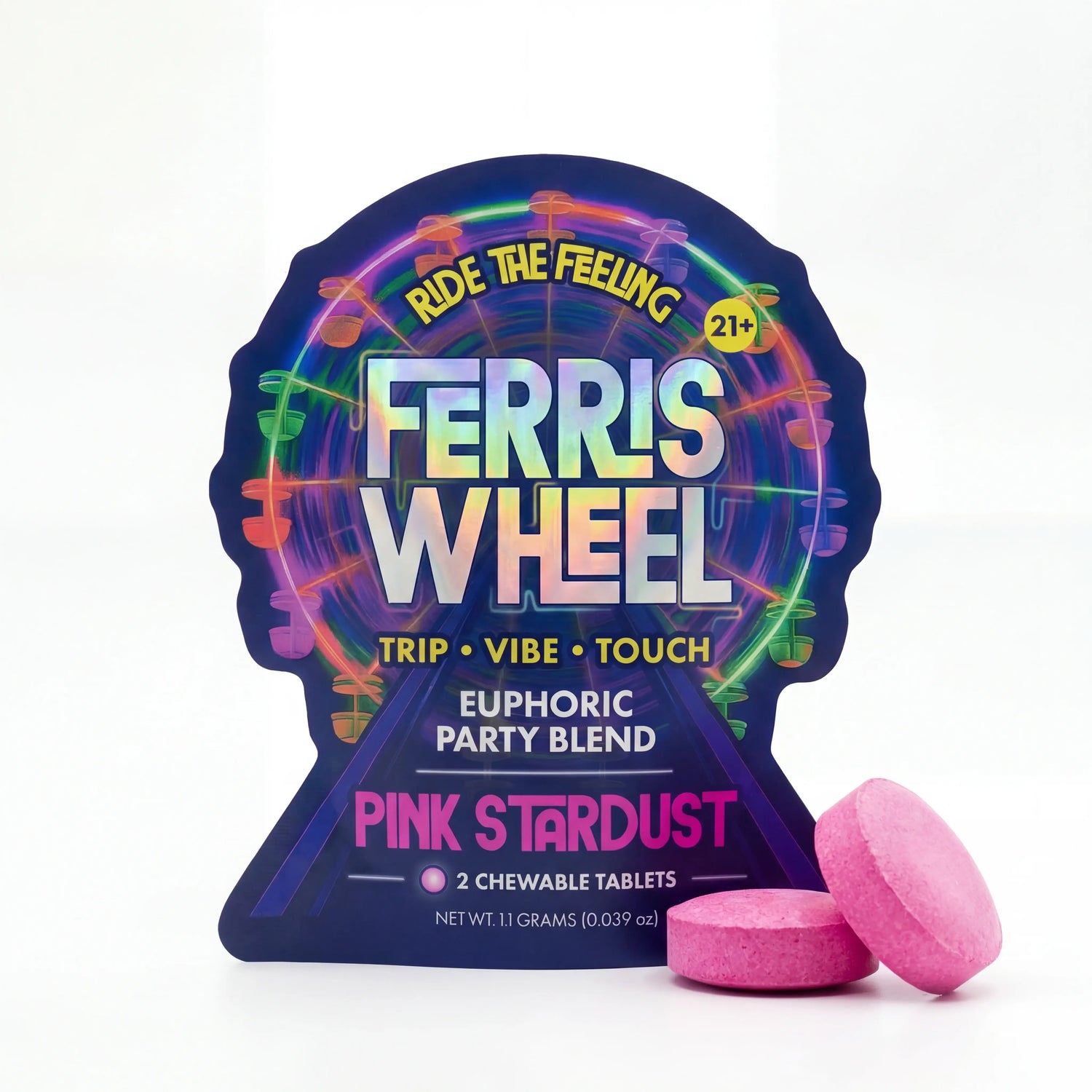 Ferris Wheel Pink Stardust Kanna nootropic tablet 2-pack front packaging by FW Wellness.