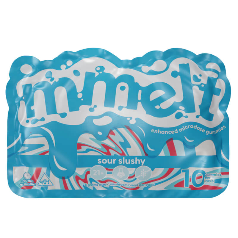 MMelt mushroom gummies package with the flavor Sour Slushy