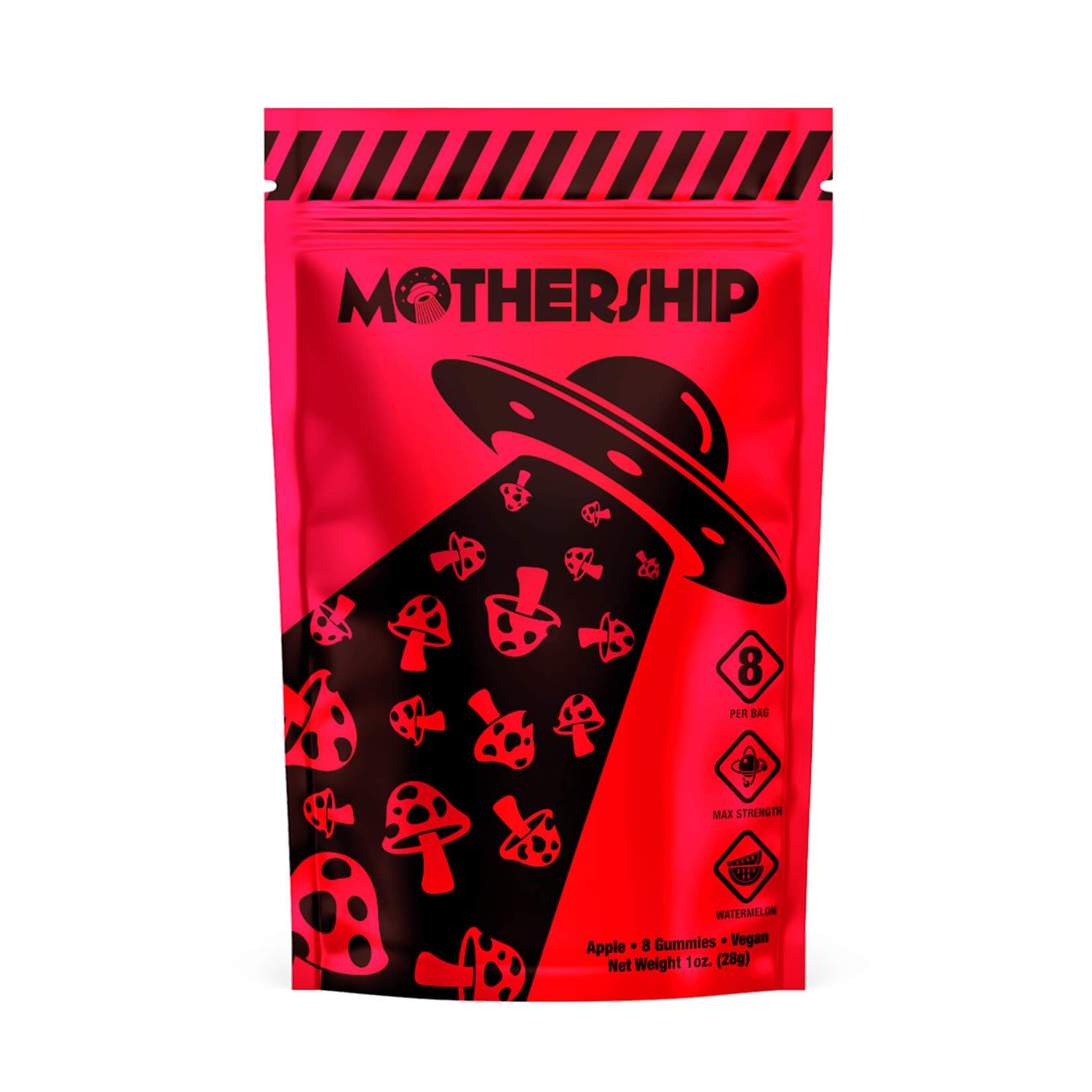Mothership Watermelon Mushroom Gummies highlight fresh watermelon flavor and consistent extra strength potency.