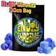 Enjoy Shrooms Blue Raspberry Bulk Mushroom Gummies in 30ct resealable bags with vivid design and psychedelic flair.