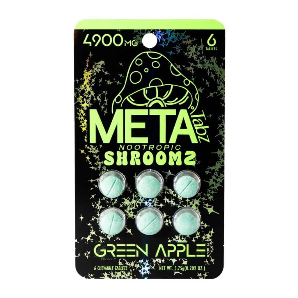 META Tabz Nootropic Shroomz Tablets 6 count blister pack Green Apple front view