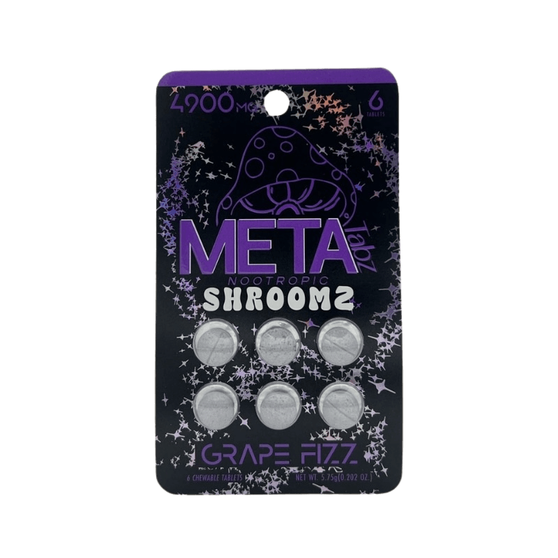 META Tabz Nootropic Shroomz Tablets 6 count blister pack Grape Fizz front view