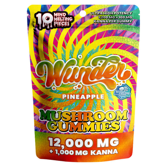 Wunder Mushroom and Kanna Gummies highlighting premium formulation designed for mood elevation and mental clarity.