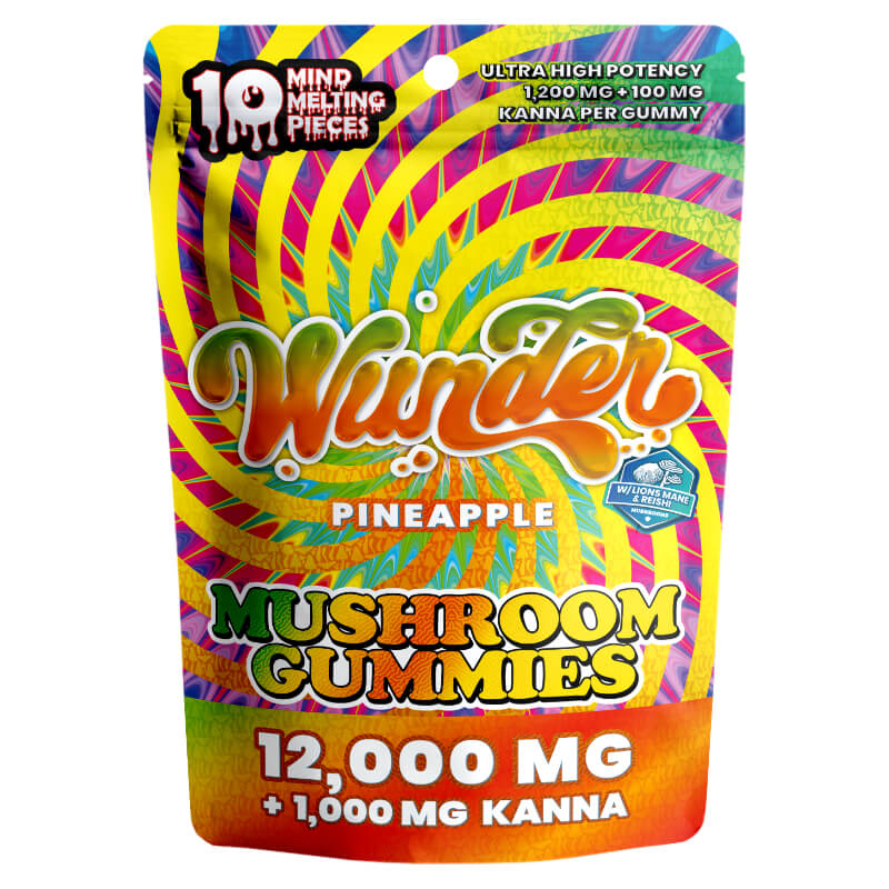 Wunder Mushroom and Kanna Gummies highlighting premium formulation designed for mood elevation and mental clarity.