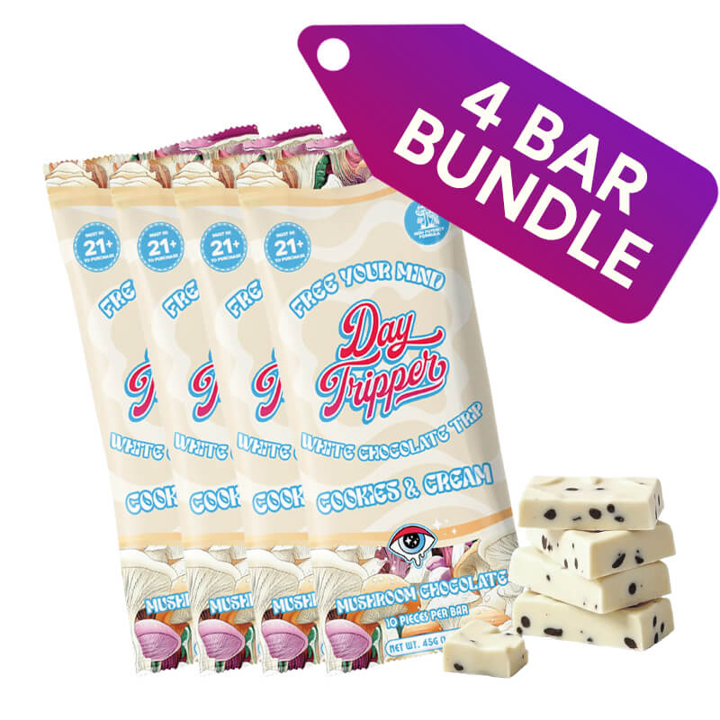 Day Tripper mushroom chocolate cookie and cream chocolate bars - 4 Bar Bundle