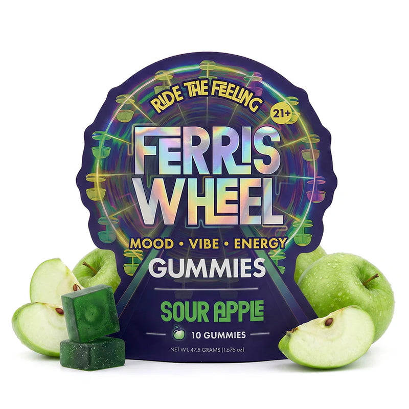 Sour Apple variant image: Ferris Wheel Sour Apple Kanna Gummies pouch, 10 count