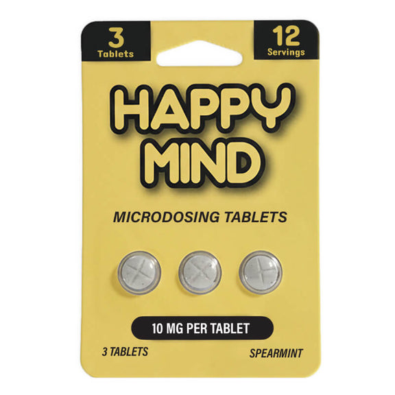 Happy Minds Spearmint Mushroom Tablets 10mg Synaptic Surge maximum-strength packaging front view