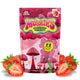 Magic Mushies Strawberry Mushroom Gummies front packaging intense formula vegan lab-tested USA-made.