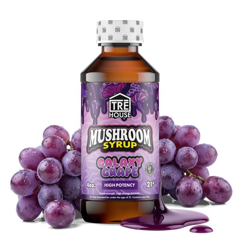 Tre House Galaxy Grape mushroom syrup is vegan and THC-free. 