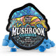 Front of TRĒ House Blue Raspberry Mushroom Gummies bag with bold blue coloring and 15-count label.