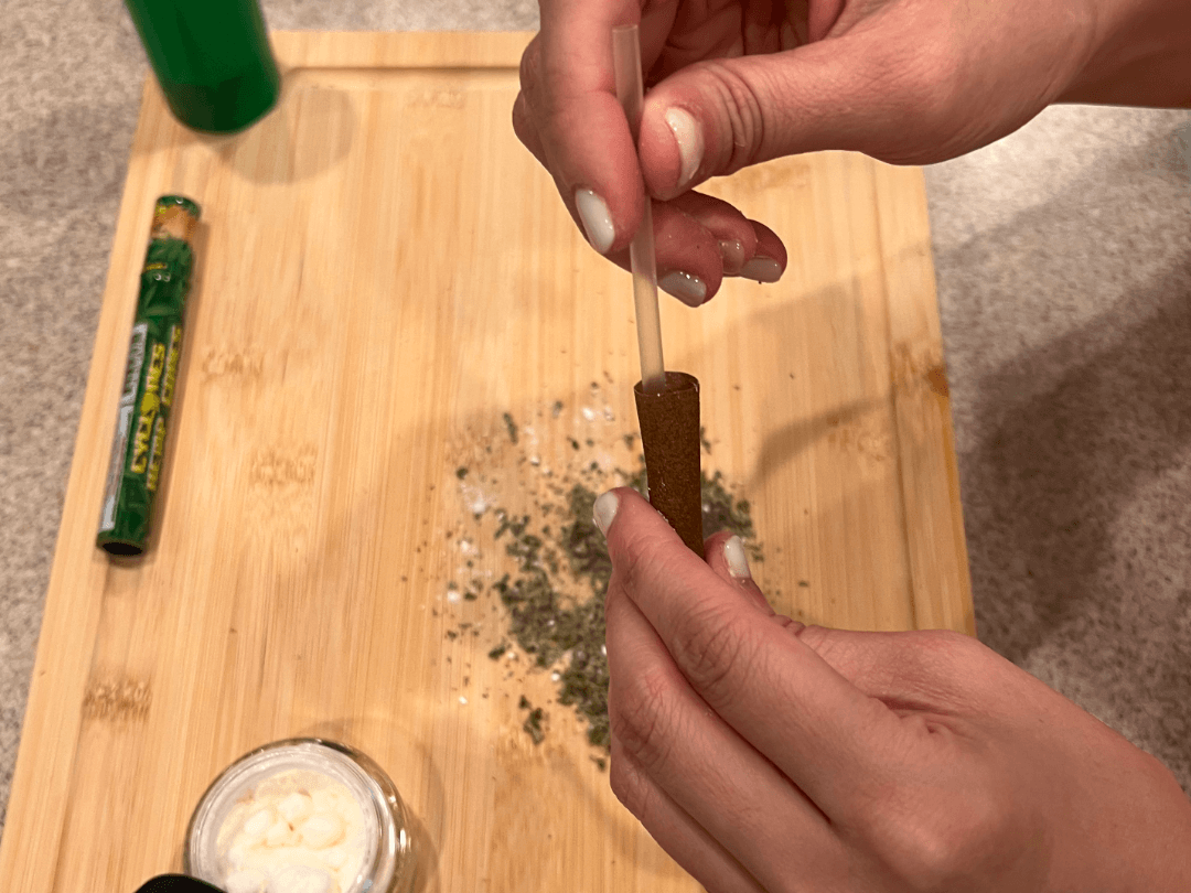 this is step number 8 in the process of rolling a THCA blunt